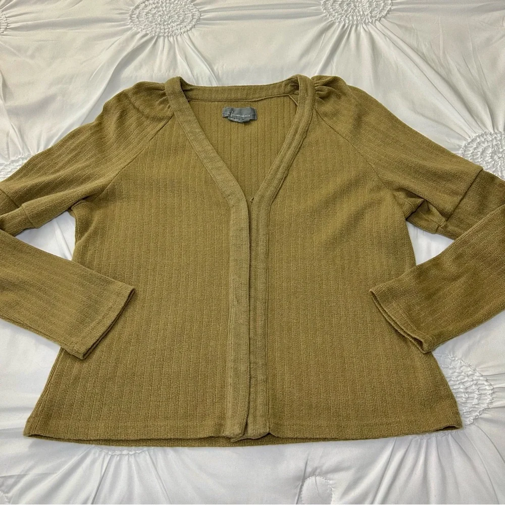 Anthropologie Olive Green V-Neck Snap Front Long Sleeve Top Size XL - Picture 8 of 15